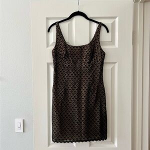 Alice + Trixie black nude lace mesh sheath dress size 6 Small